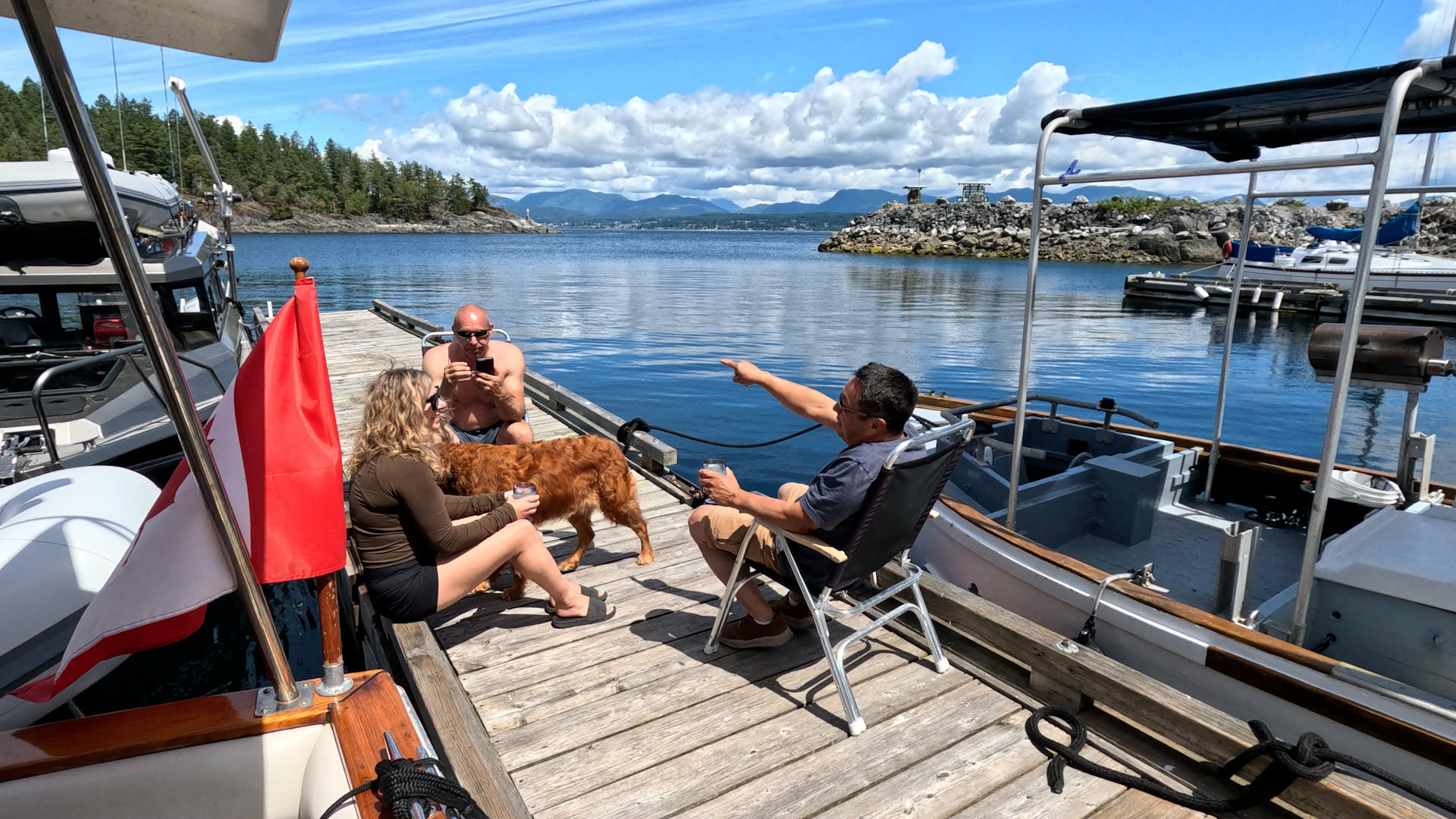 Relaxing on the dock with friends at Texada Boating Club