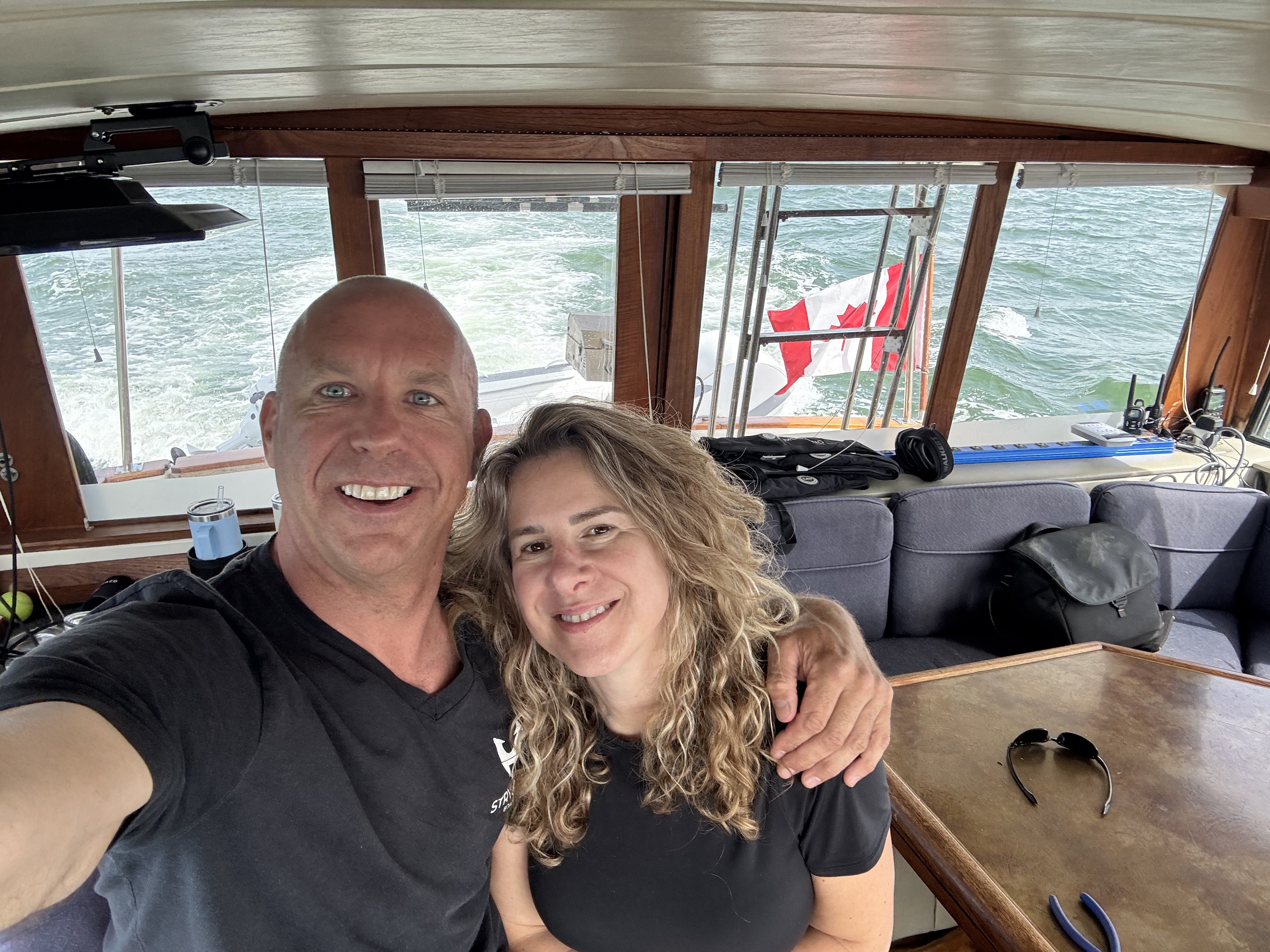 Jared and Ang at the helm underway