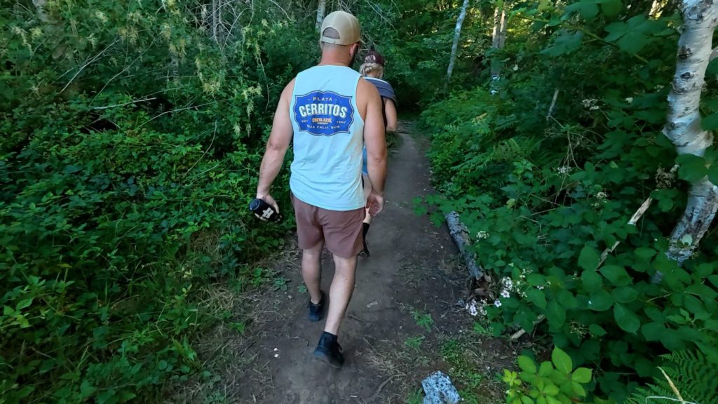 Hiking the forest trail to Black Lake